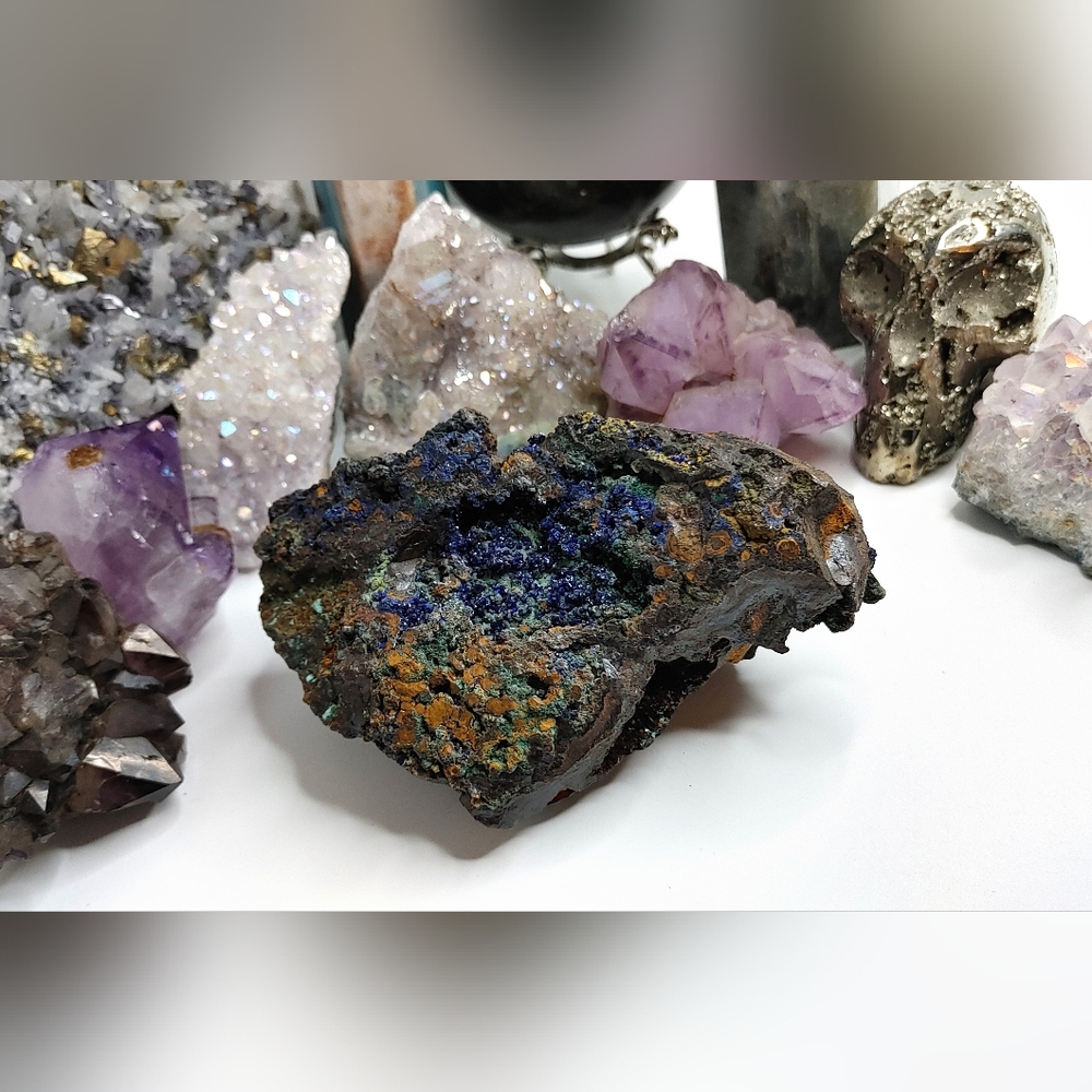 Azurite & Malachite Crystal Cluster